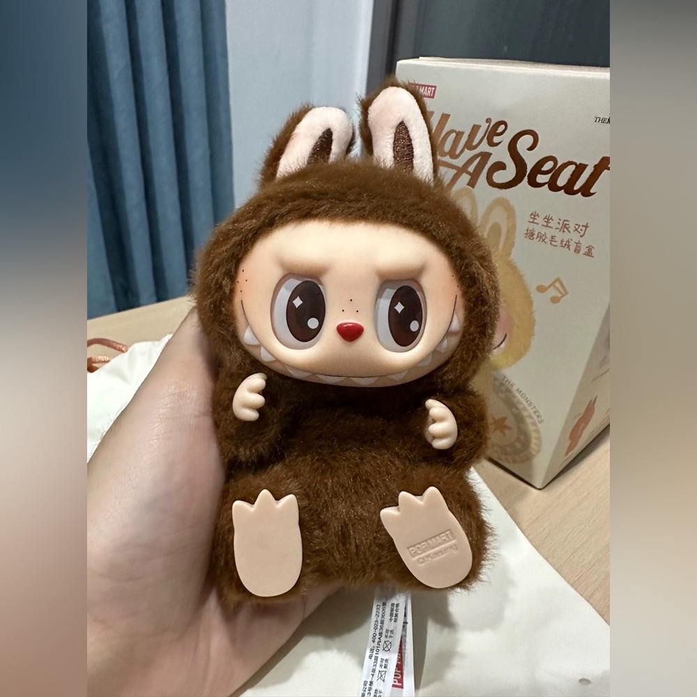 POP MART Labubu Furry Monster Plush Toy-Brown Fun - Picture 1 of 2